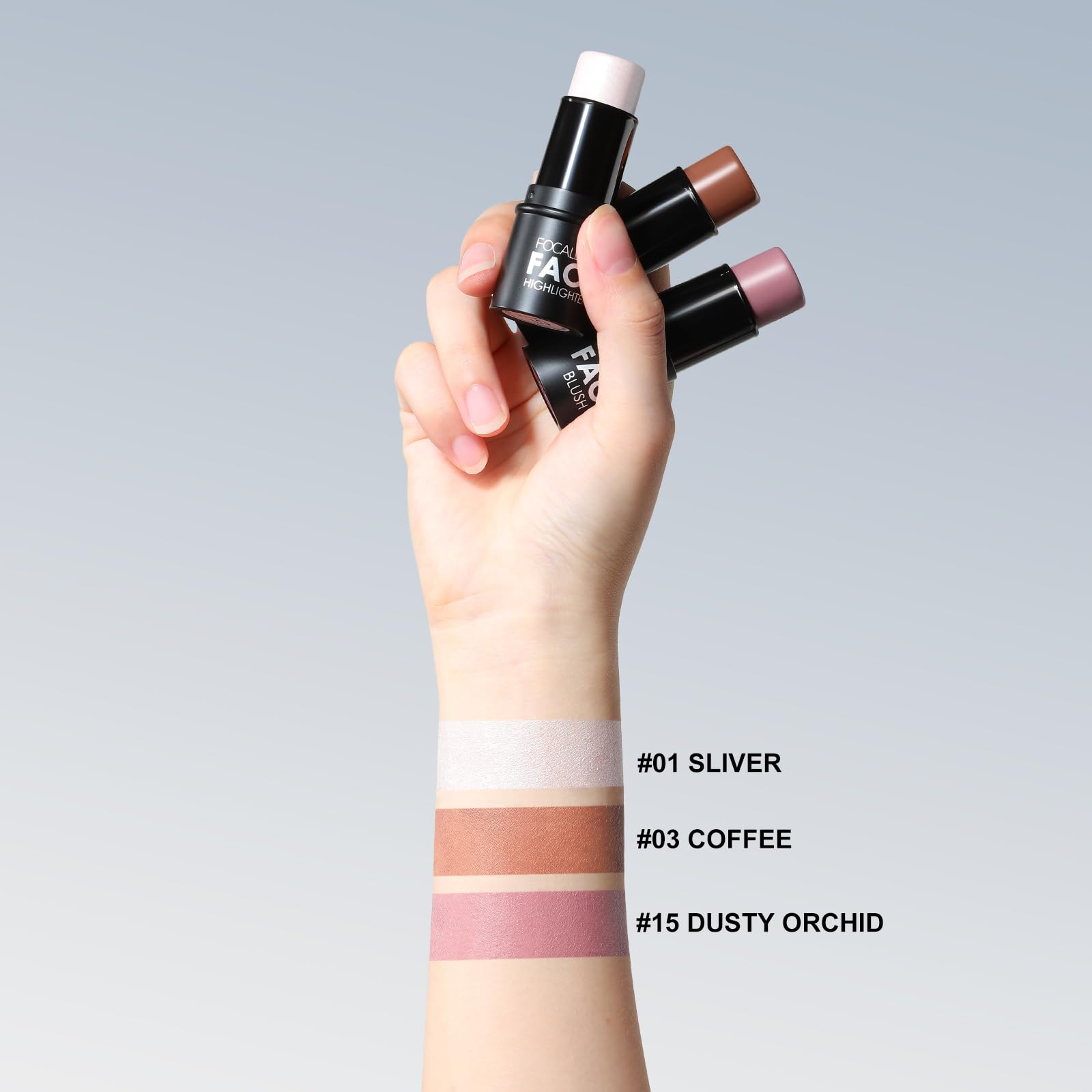 FOCALLURE contour-stick close-up highlights precise contouring for natural finish.