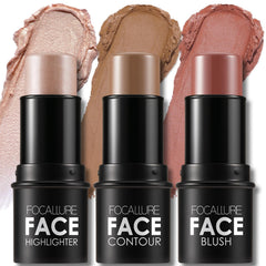 FOCALLURE 3 Pcs Contour Sticks packaging highlights portable makeup for quick sculpting