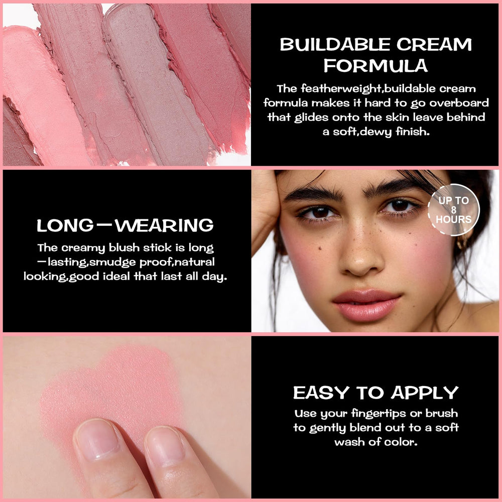 FOCALLURE Blush Stick applied to cheek showing easy blending.