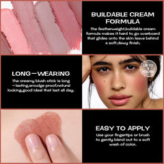 FOCALLURE Burning Clay cheek use demonstrates long-wear color on the go.
