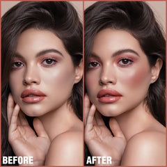 FOCALLURE Cream Blush Burning Clay on eyes for cohesive monochrome look.