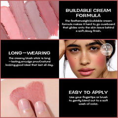 FOCALLURE Cream Blush Dark Rose lip swatch demonstrates versatile color use.