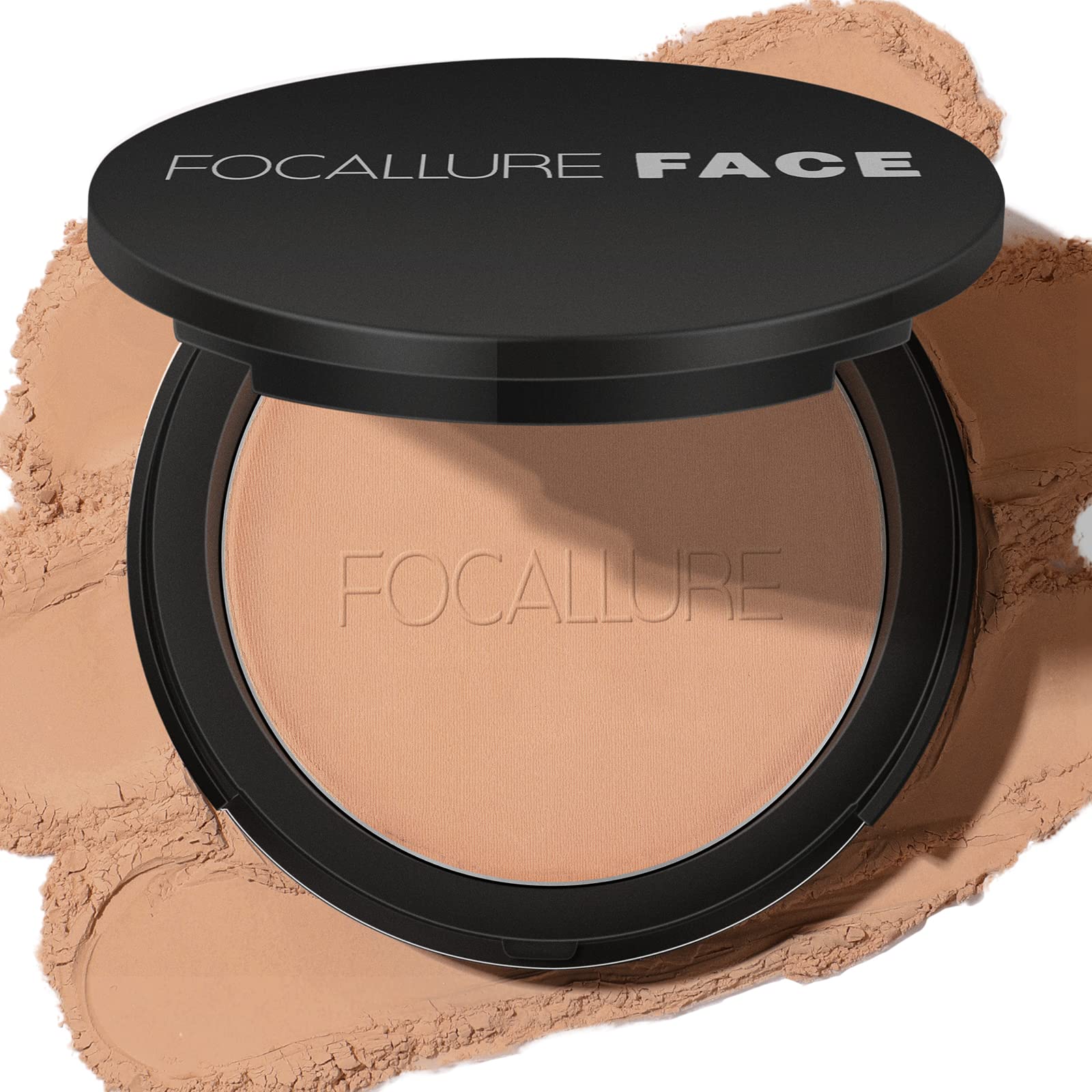 FOCALLURE flawless pressed powder compact closed with shine-control matte finish.