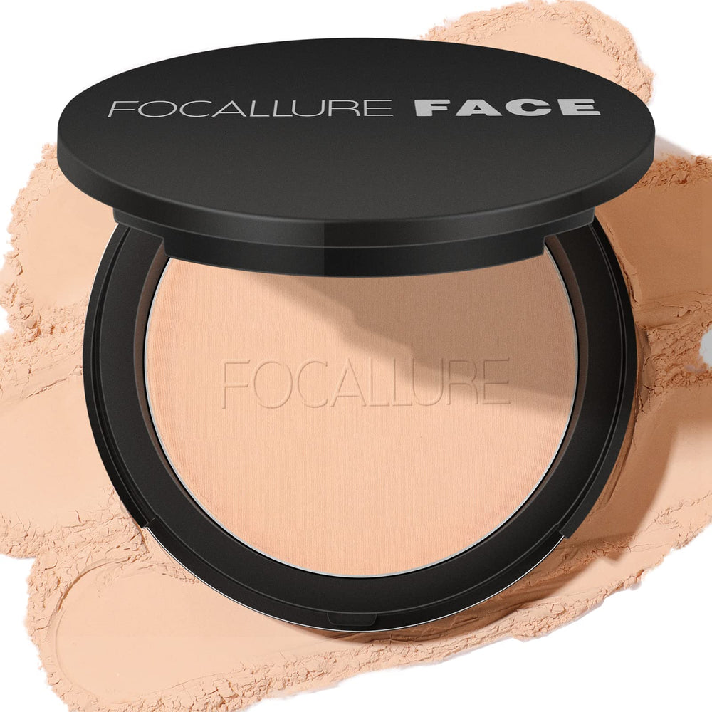 FOCALLURE Flawless Pressed Powder compact delivers ultra-matte finish for shine control.