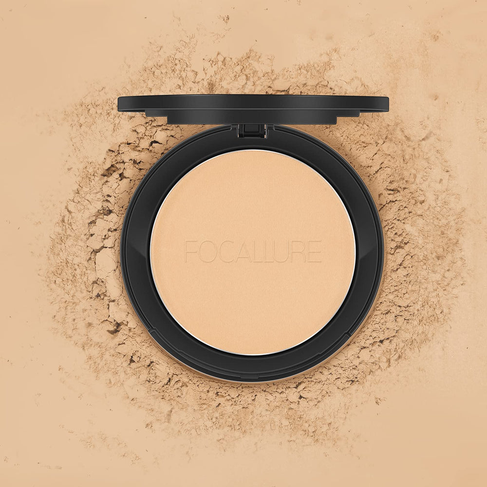FOCALLURE Flawless Pressed Powder vanity display with compact closed.