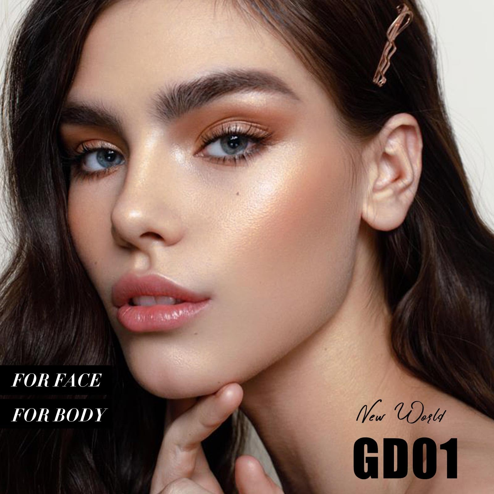 FOCALLURE Shimmer Face Highlighter swatch texture blends for natural glow.