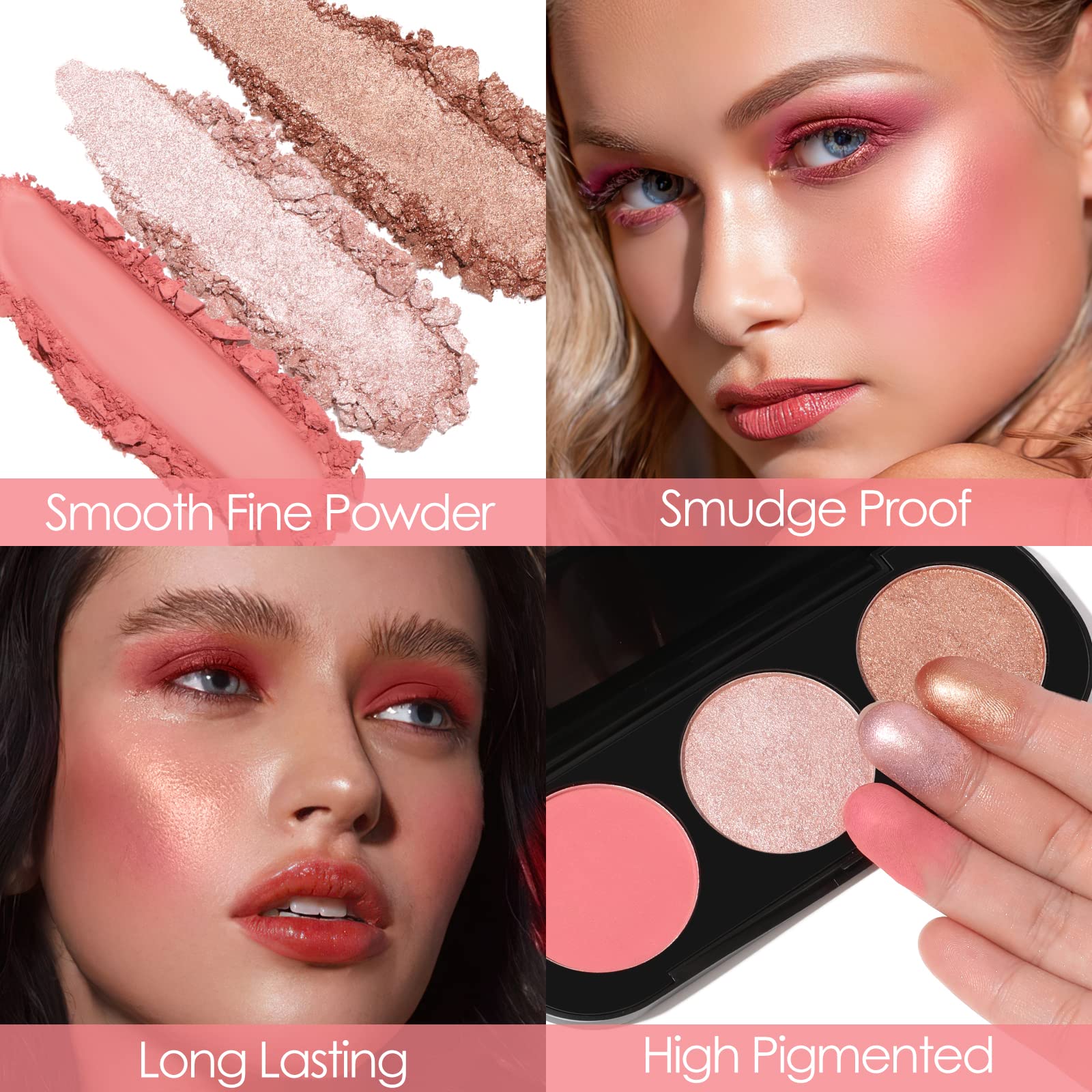 FOCALLURE matte and shimmer textures close-up for easy blend and color.