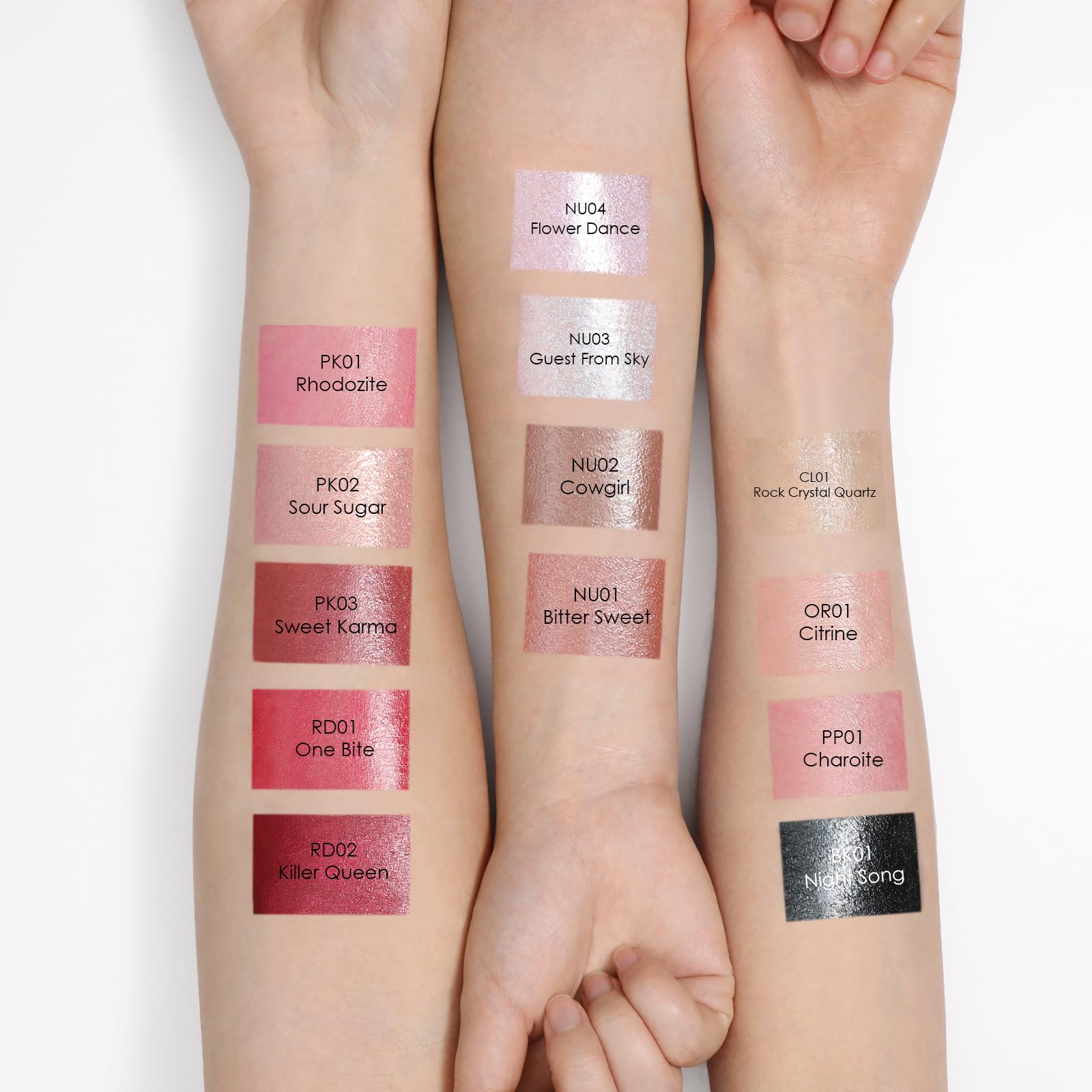 FOCALLURE Sour Sugar lipstick swatch with pearl shine