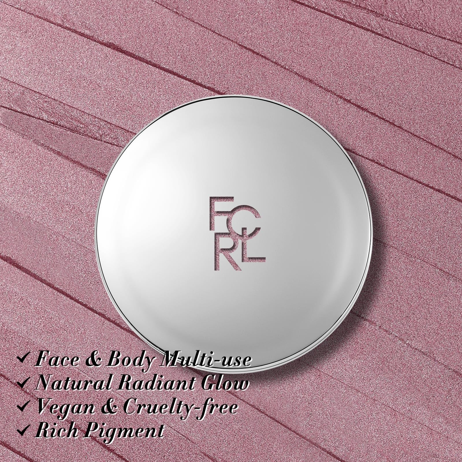 FOCALLURE Shimmer Highlighter packaging highlights vegan cruelty-free standards