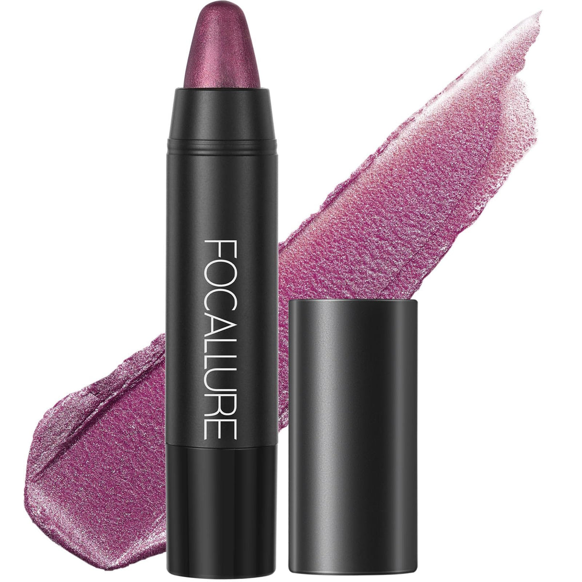 FOCALLURE Ultra Chic Lipstick Pansy Purple swatch shows vibrant color and glow