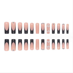Foccna black square glossy press-on nails for chic, durable manicure at home.