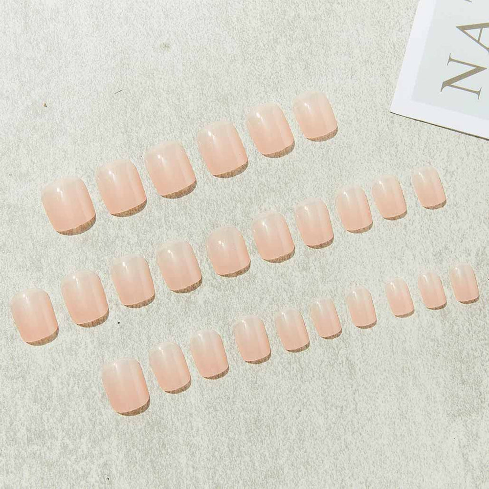 Foccna uñas postizas 24 piezas tono natural beige para uso en casa.