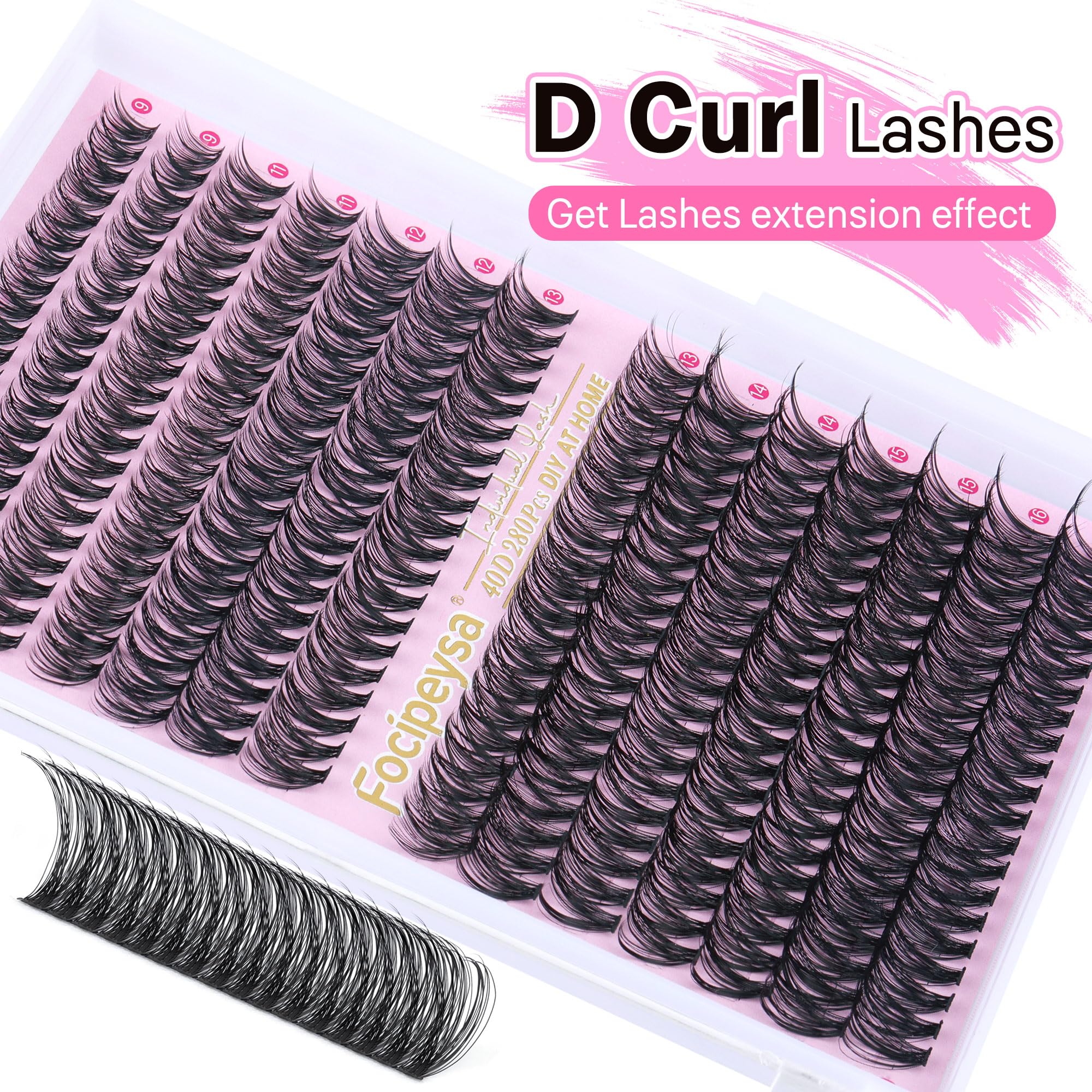 Focipeysa 40D matte black clusters close-up showcases natural-looking, comfortable lashes.
