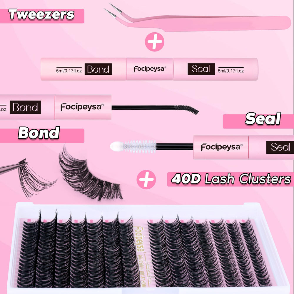 Focipeysa 9-16mm mixed-lengths clusters demonstrating versatile DIY lash effects.