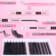 Focipeysa 9-16mm mixed-lengths clusters demonstrating versatile DIY lash effects.