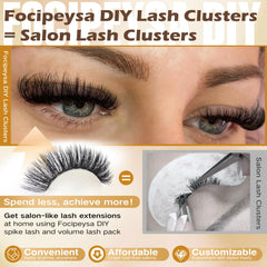 Focipeysa 90D-D curly lashes 10-18mm for natural cluster builds.