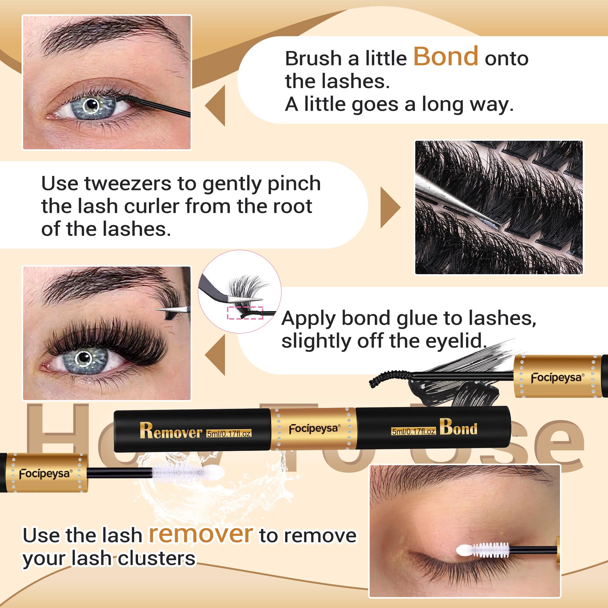 Focipeysa at-home application process demonstrates simple steps for DIY extensions.