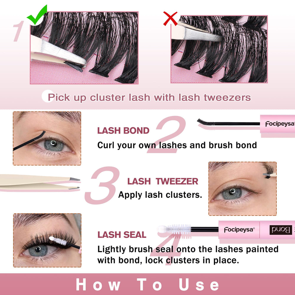Focipeysa fluffy-volume clusters offer versatile looks from natural to bold.