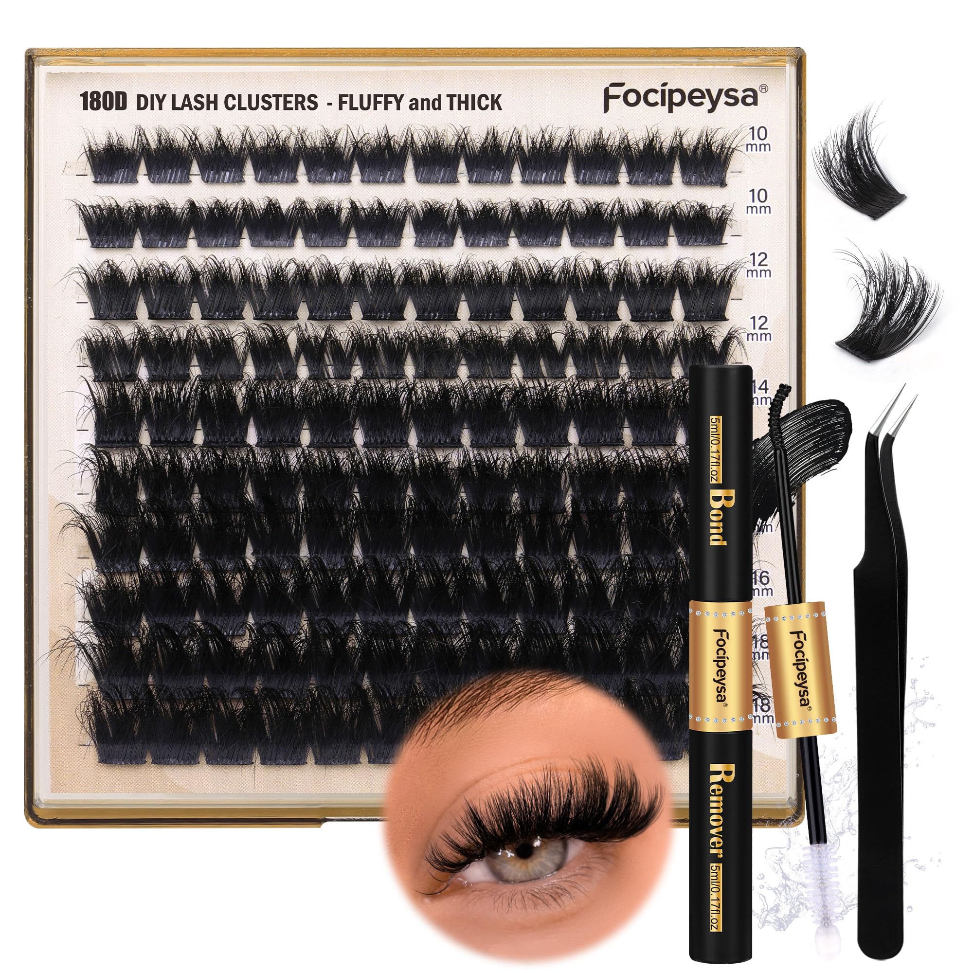 Focipeysa lash extension kit contents close up for at home use