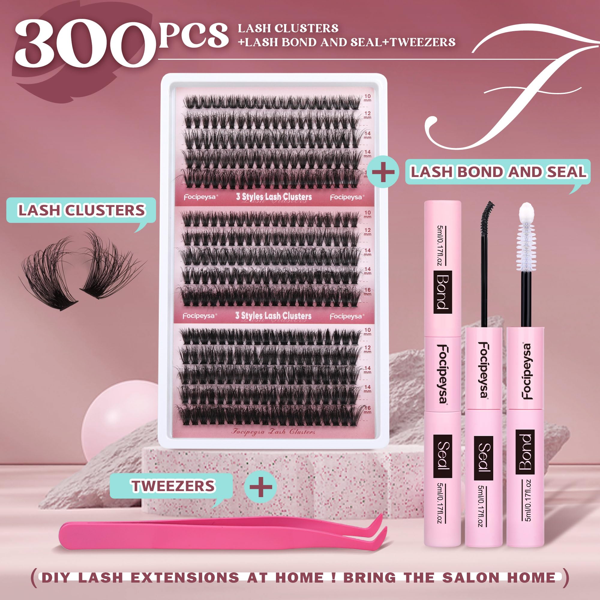 Focipeysa lash clusters 60D-70D-80D deliver fluffy dimension for wispy, comfortable wear.