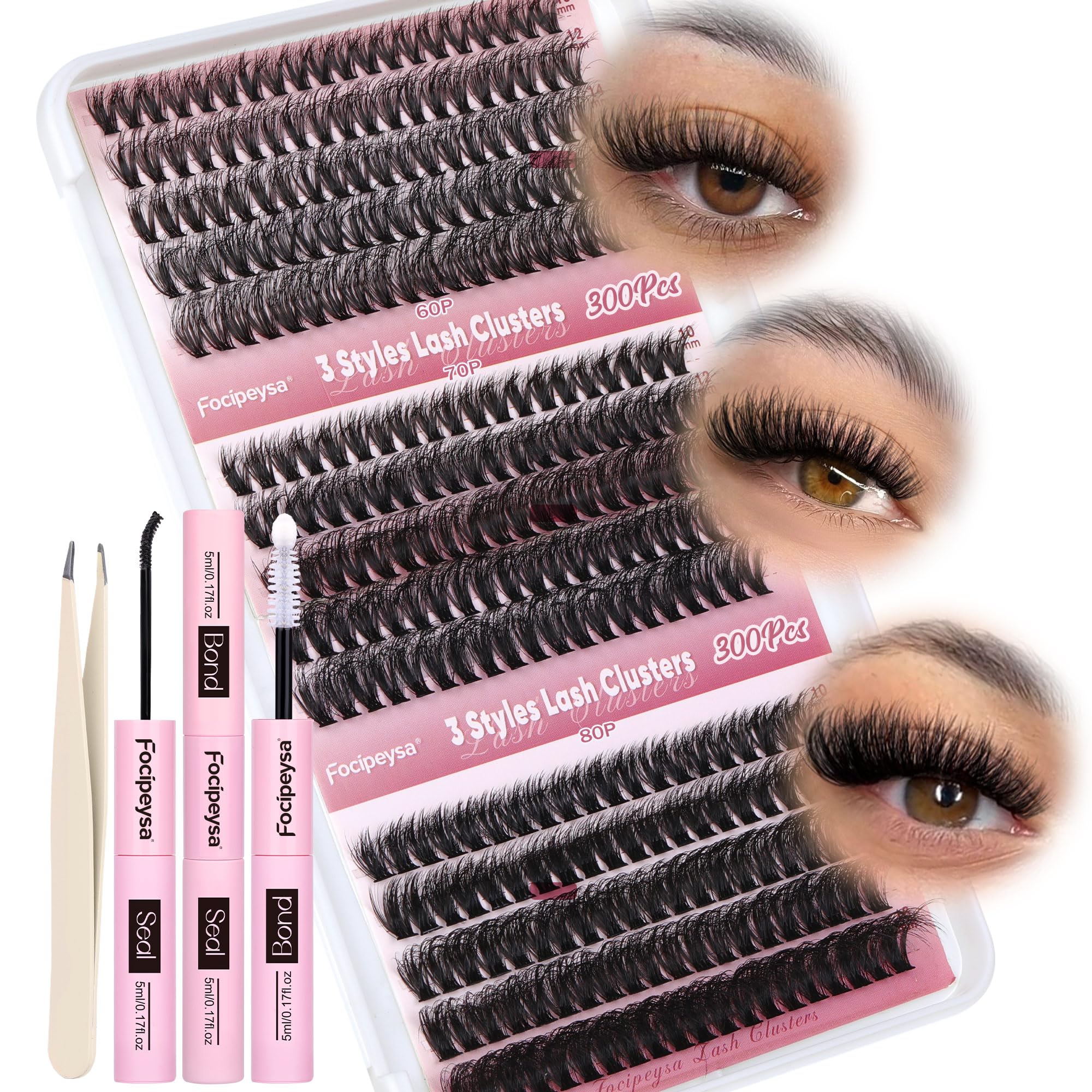 Focipeysa lash extension kit 300pcs helps DIY lash lovers achieve natural-looking volume.