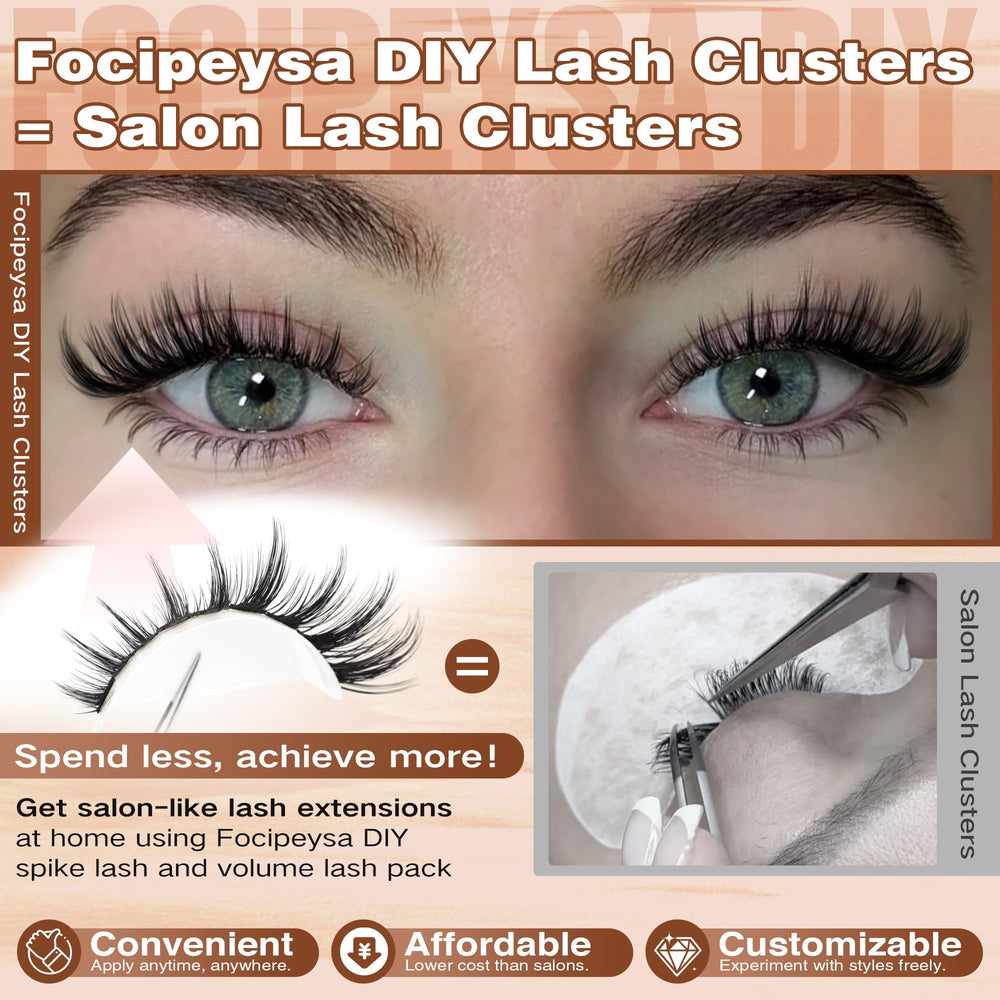 Focipeysa Manga Lash Clusters with varied lengths 8-16mm for manga look.
