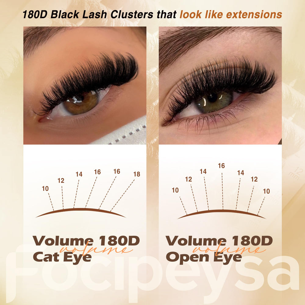 Focipeysa matte black D curl clusters for natural looking volume