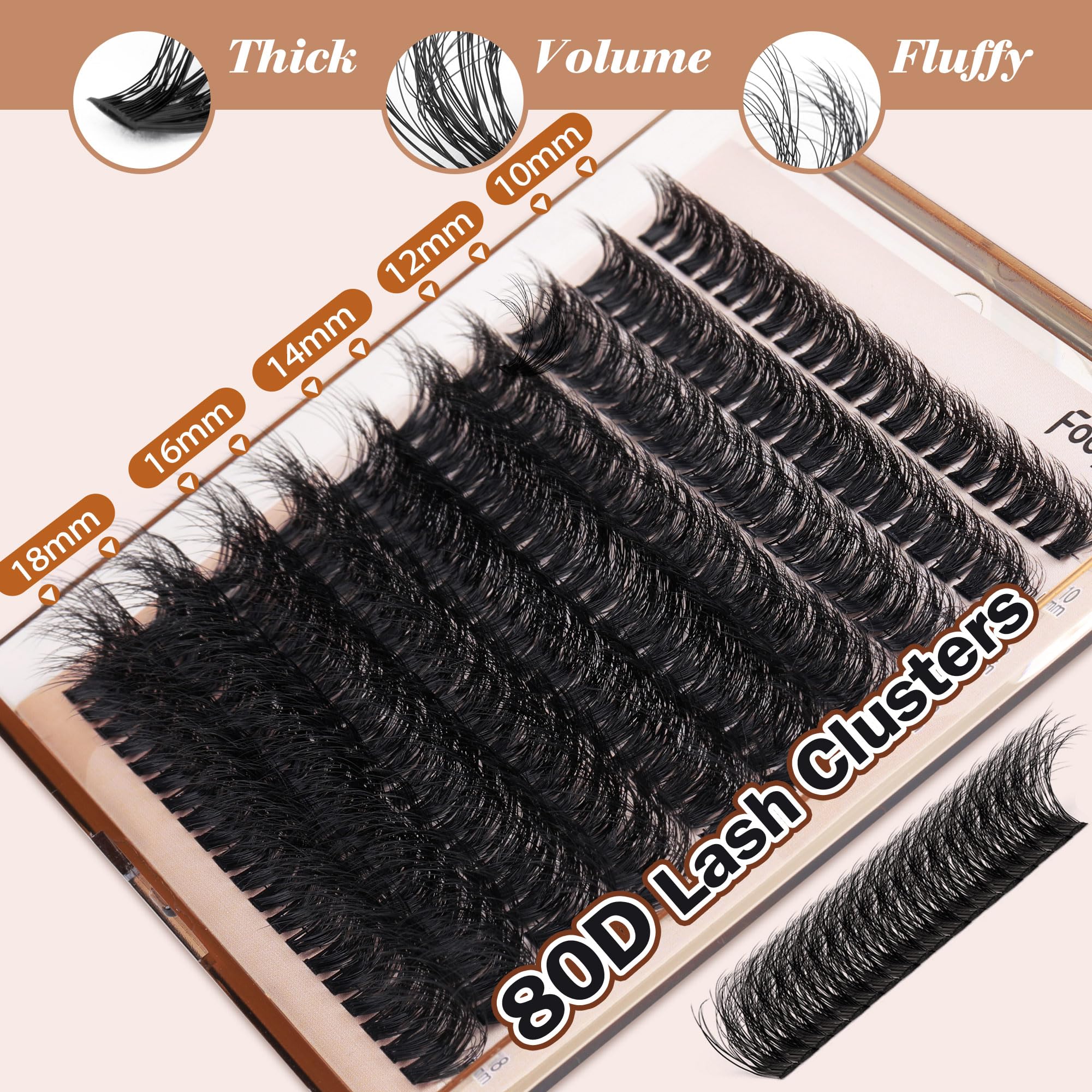 Focipeysa matte black D curl clusters offer comfortable, natural-looking lash curl.