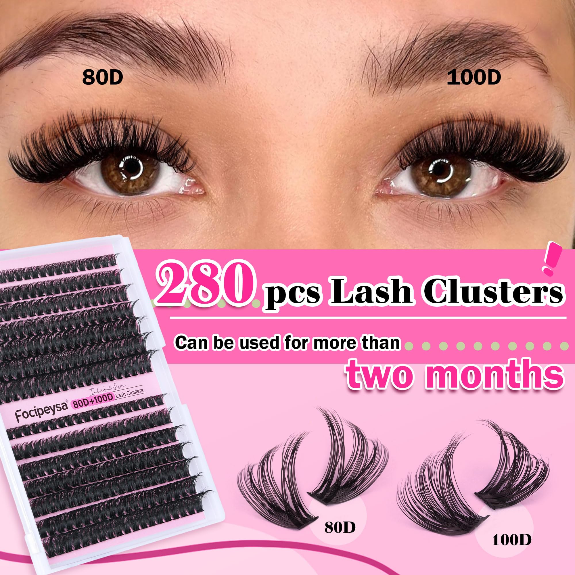 Focipeysa matte black D Curl lashes deliver comfortable, natural-feel clusters.