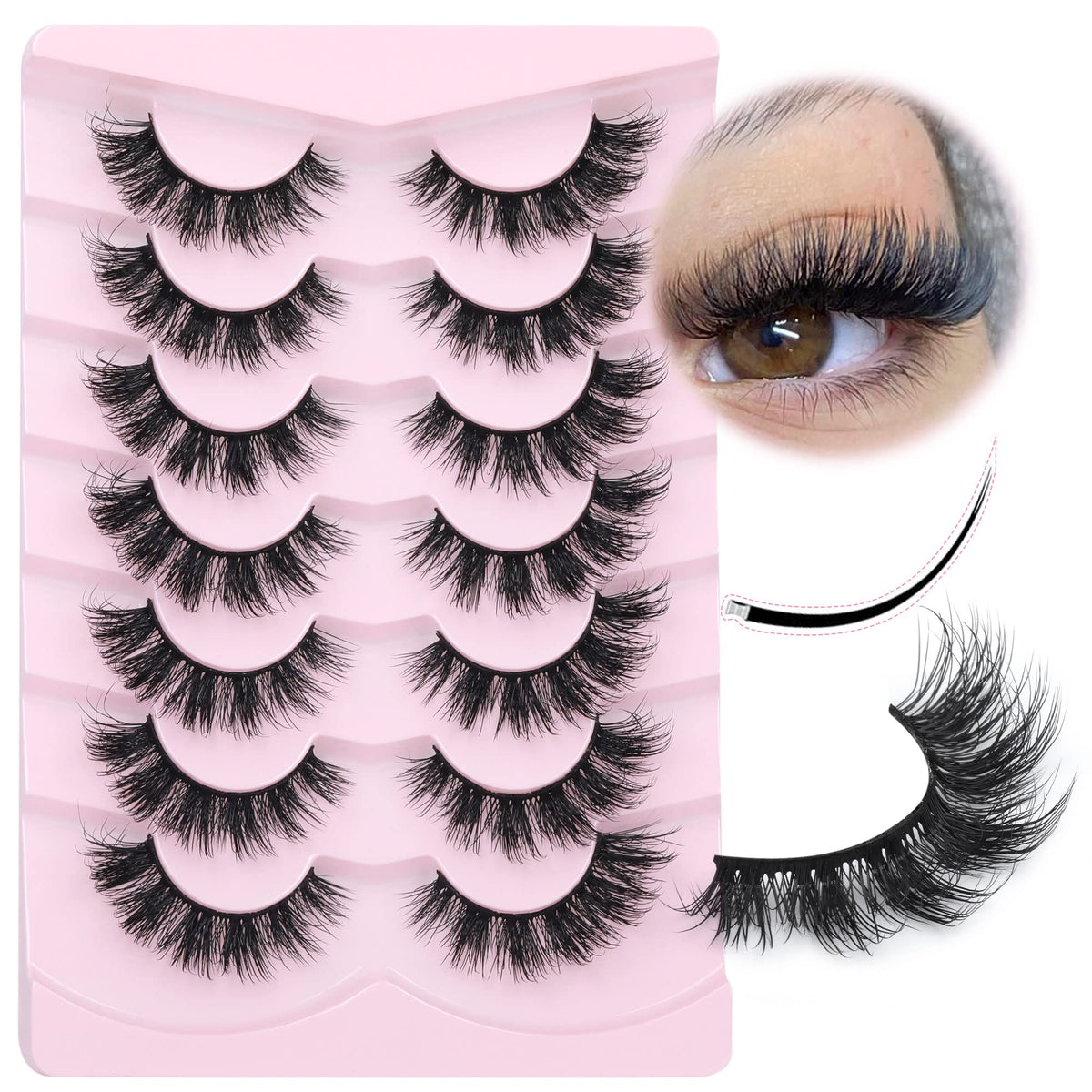 Focipeysa Mink Lashes natural look flat lashes for everyday definition.