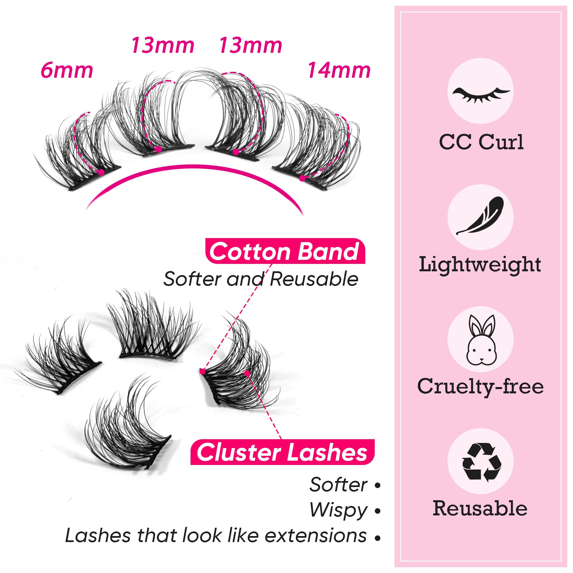 Focipeysa natural-look cluster lashes offering fluffy, natural finish.