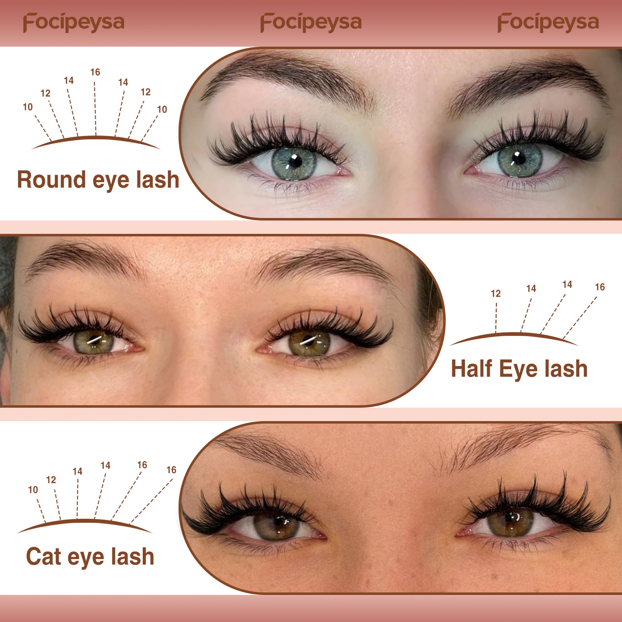 Focipeysa Vegan Soft Material ensures comfortable, breathable lash clusters.