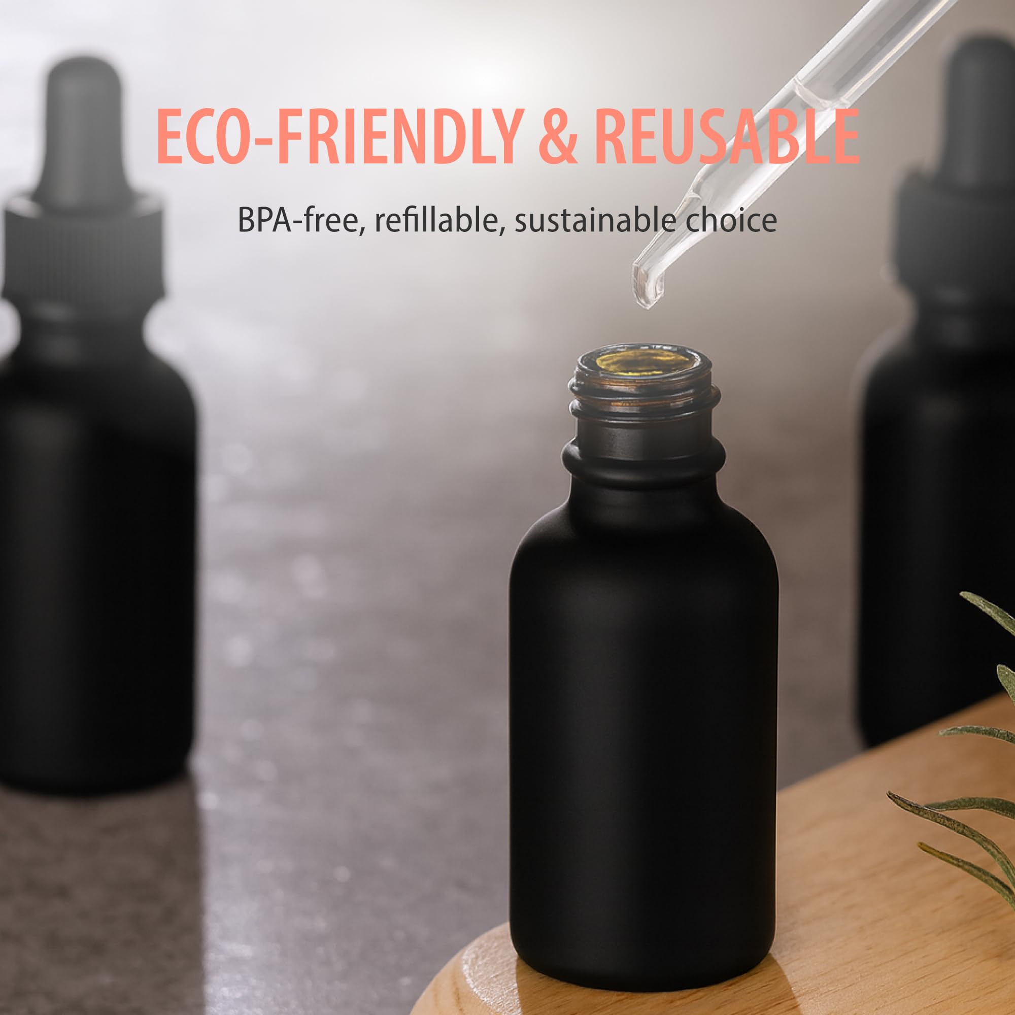 Focus Nutrition versatile dropper bottles fit skincare, essential oils, perfumes, and DIY beauty formulas.