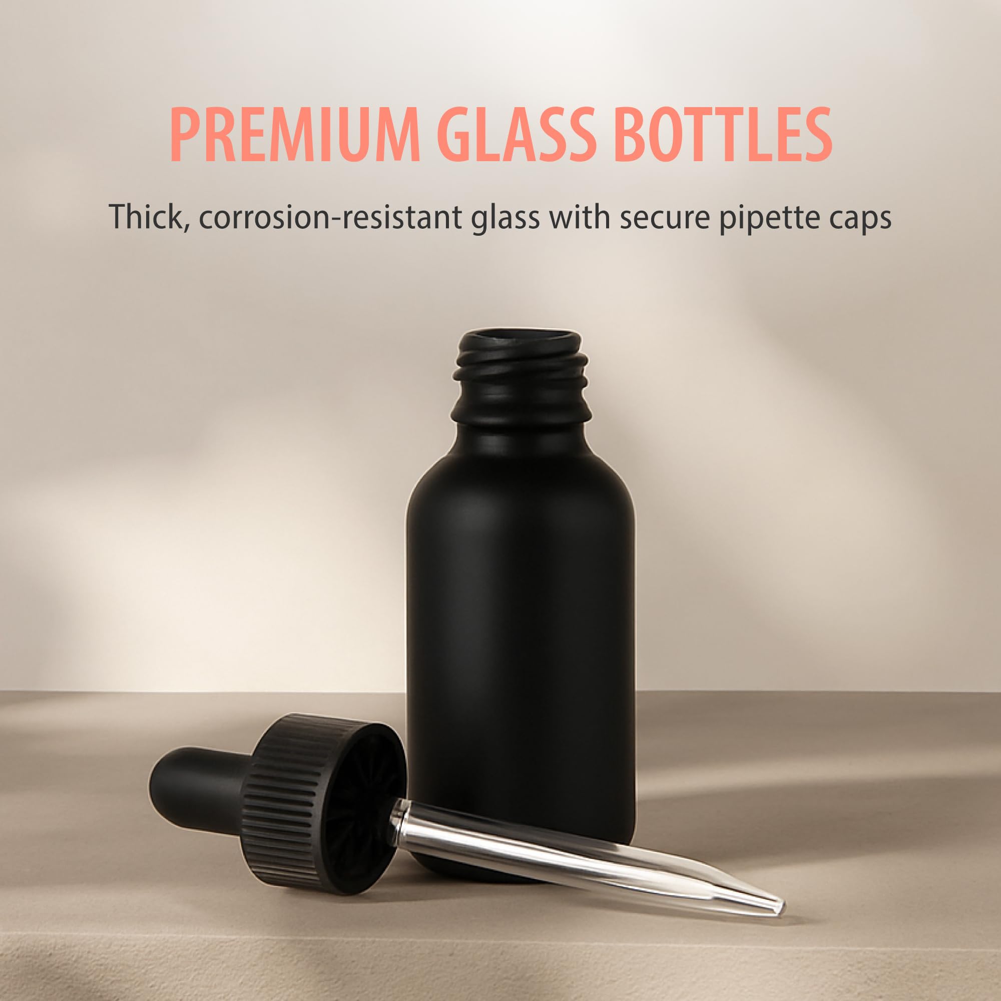 Focus Nutrition lead-free glass dropper bottle 1oz showcasing durable, reusable design for precious liquids.