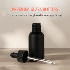 Focus Nutrition lead-free glass dropper bottle 1oz showcasing durable, reusable design for precious liquids.