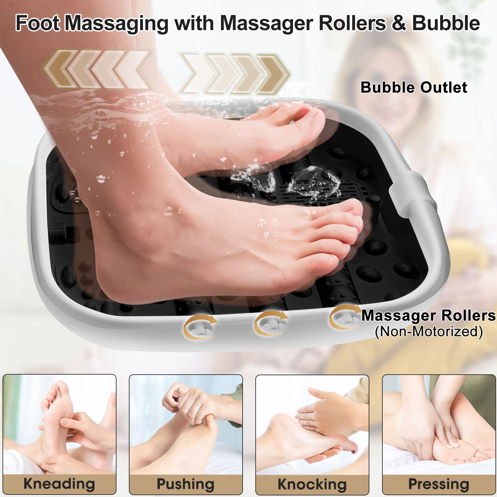 FOFOJÔY Collapsible Foot Spa Bath massage-rollers detail for targeted acupressure during sessions