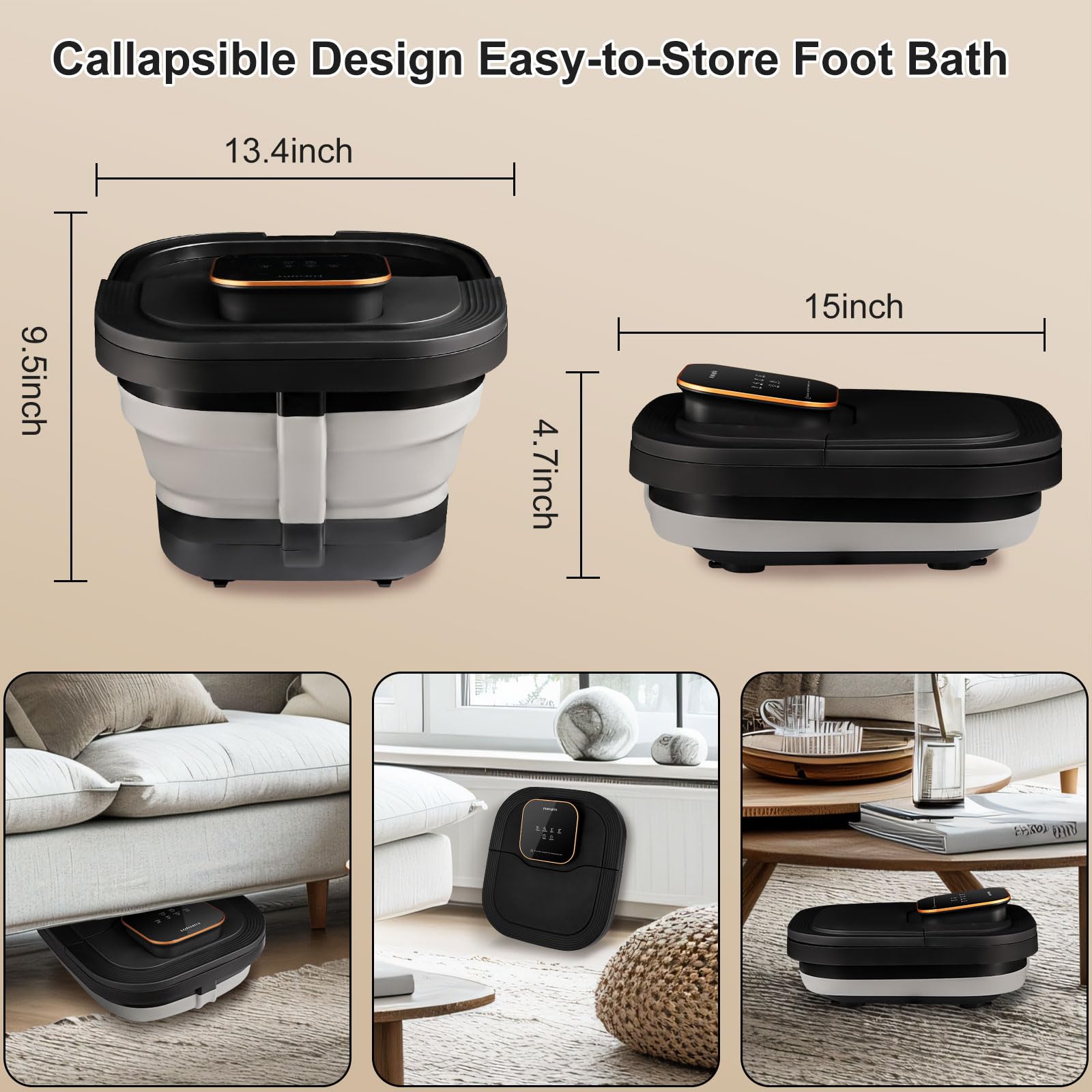FOFOJÔY Collapsible Foot Spa Bath pedicure-kit storage emphasizes convenient at-home foot care toolkit