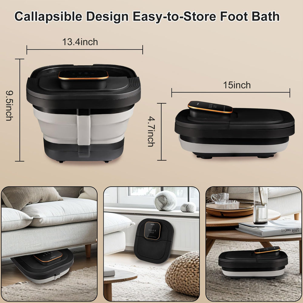 FOFOJÔY Collapsible Foot Spa Bath pedicure-kit storage emphasizes convenient at-home foot care toolkit