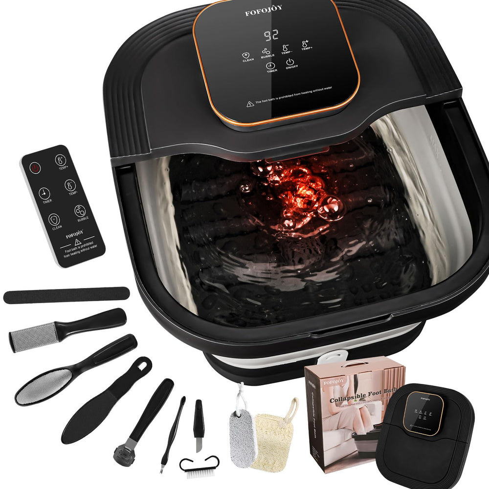 FOFOJÔY Collapsible Foot Spa Bath remote control view for effortless at-home foot relaxation