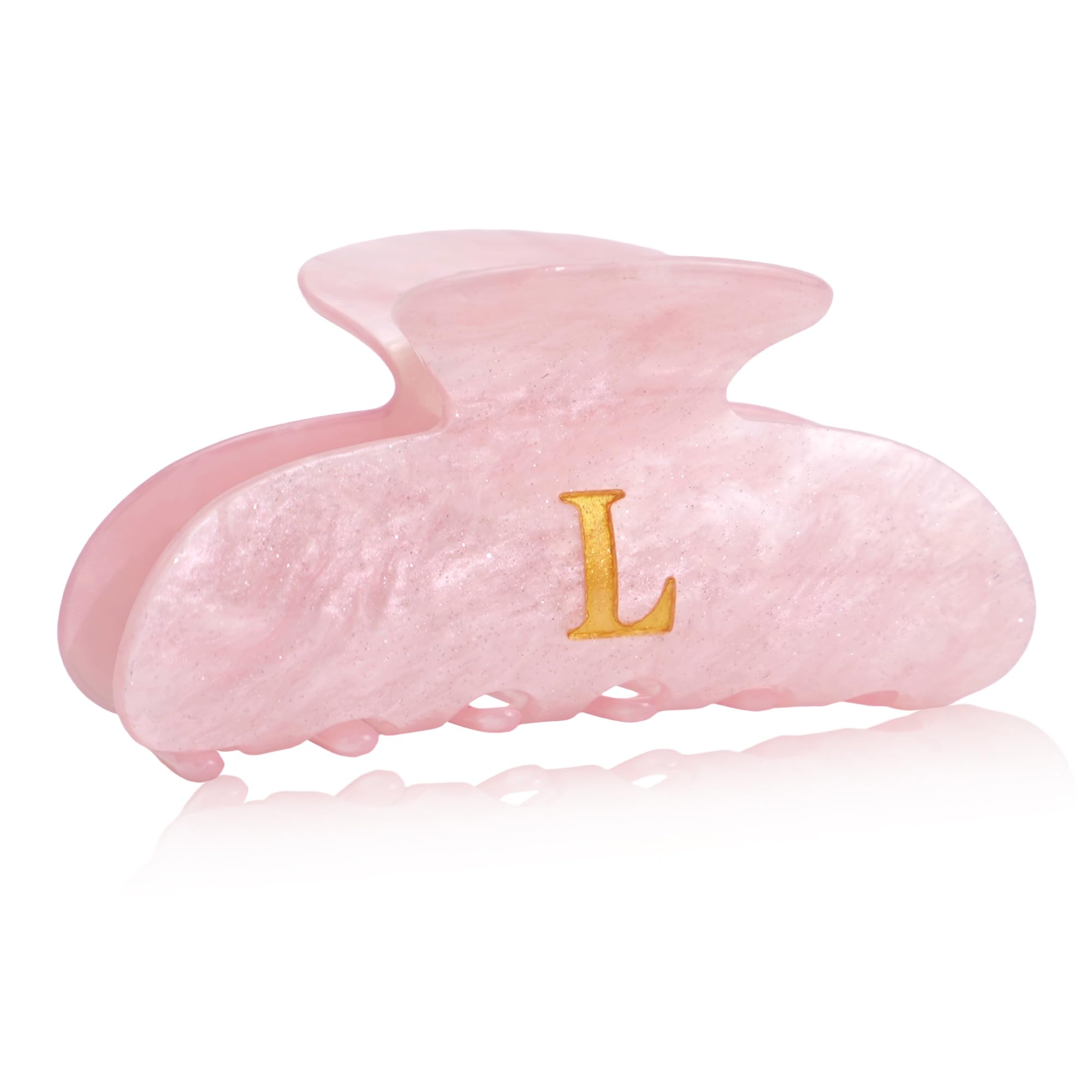 Fohufo acrylic letter hair clip pink monogram L with bold secure grip