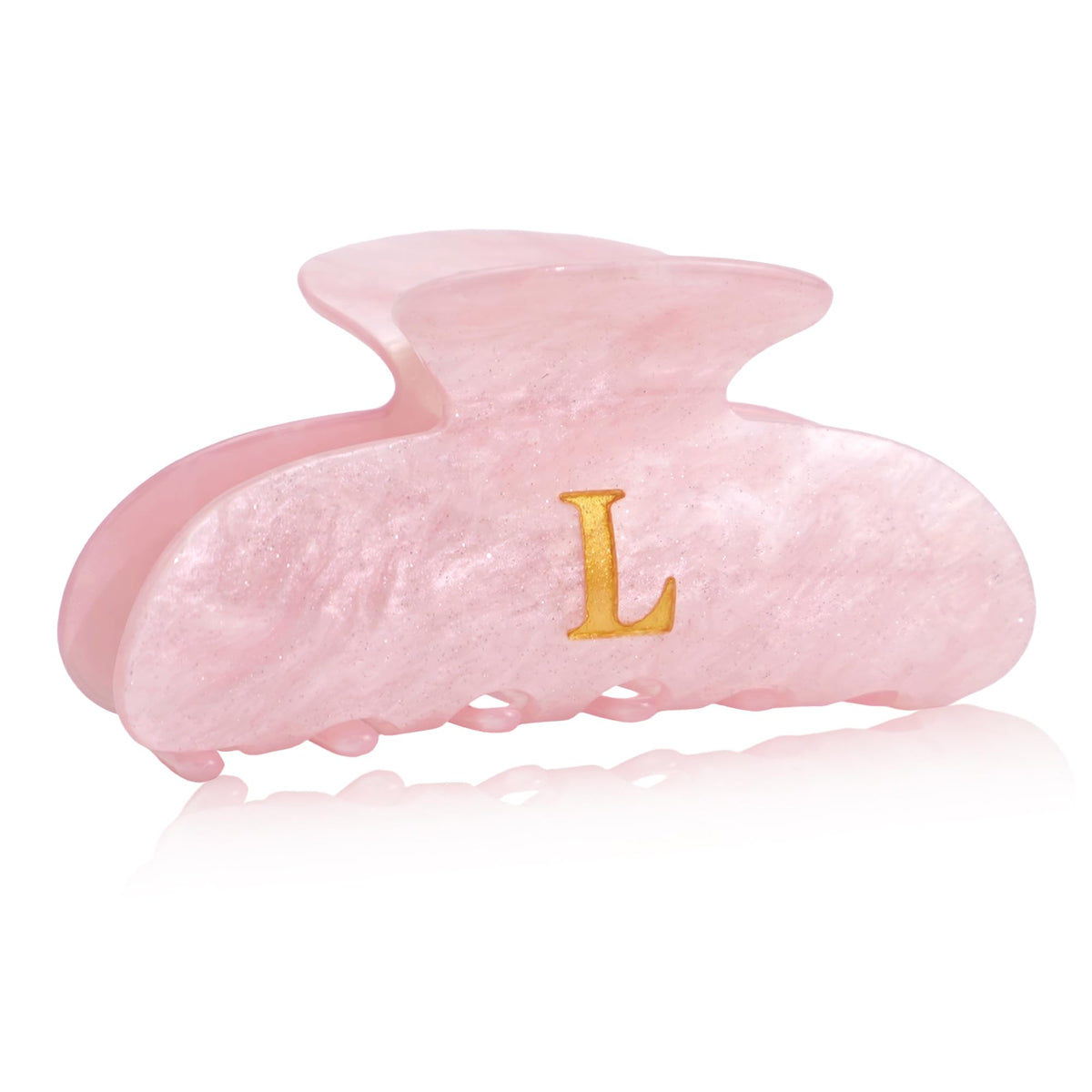 Fohufo acrylic letter hair clip pink monogram L with bold secure grip