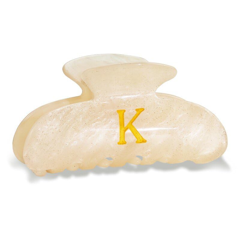 Fohufo glitter claw clip with K initial for secure, stylish updos and party-worthy sparkle.