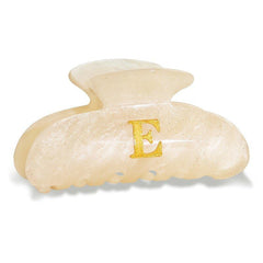 Fohufo monogram letter E hair clip close-up showing stylish secure hold