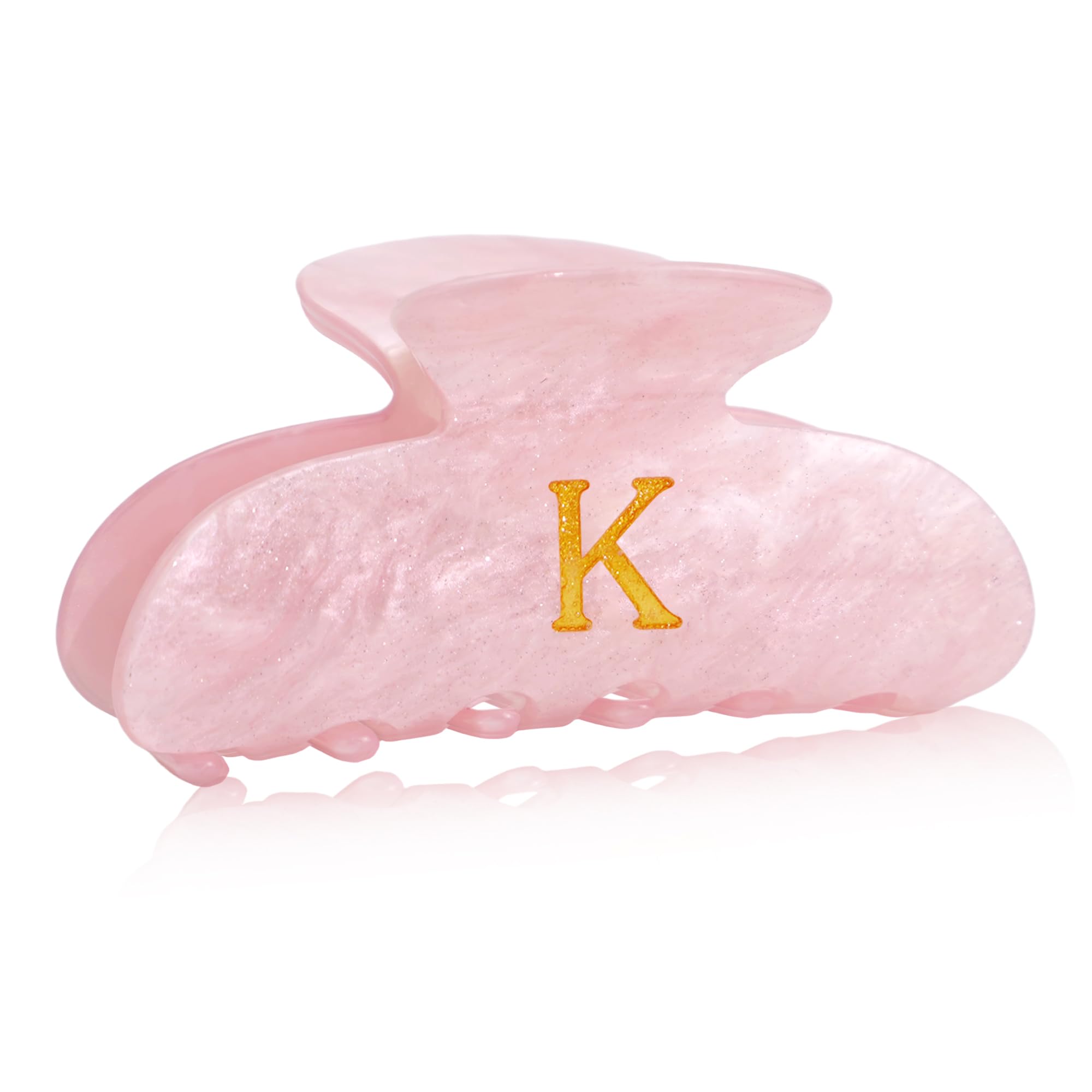 Fohufo pink letter hair clip close-up showing monogram design and secure grip