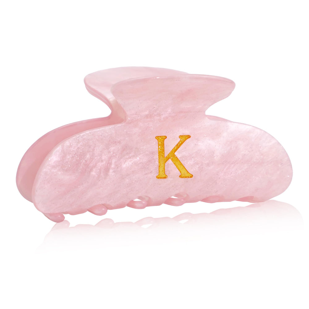Fohufo pink letter hair clip close-up showing monogram design and secure grip