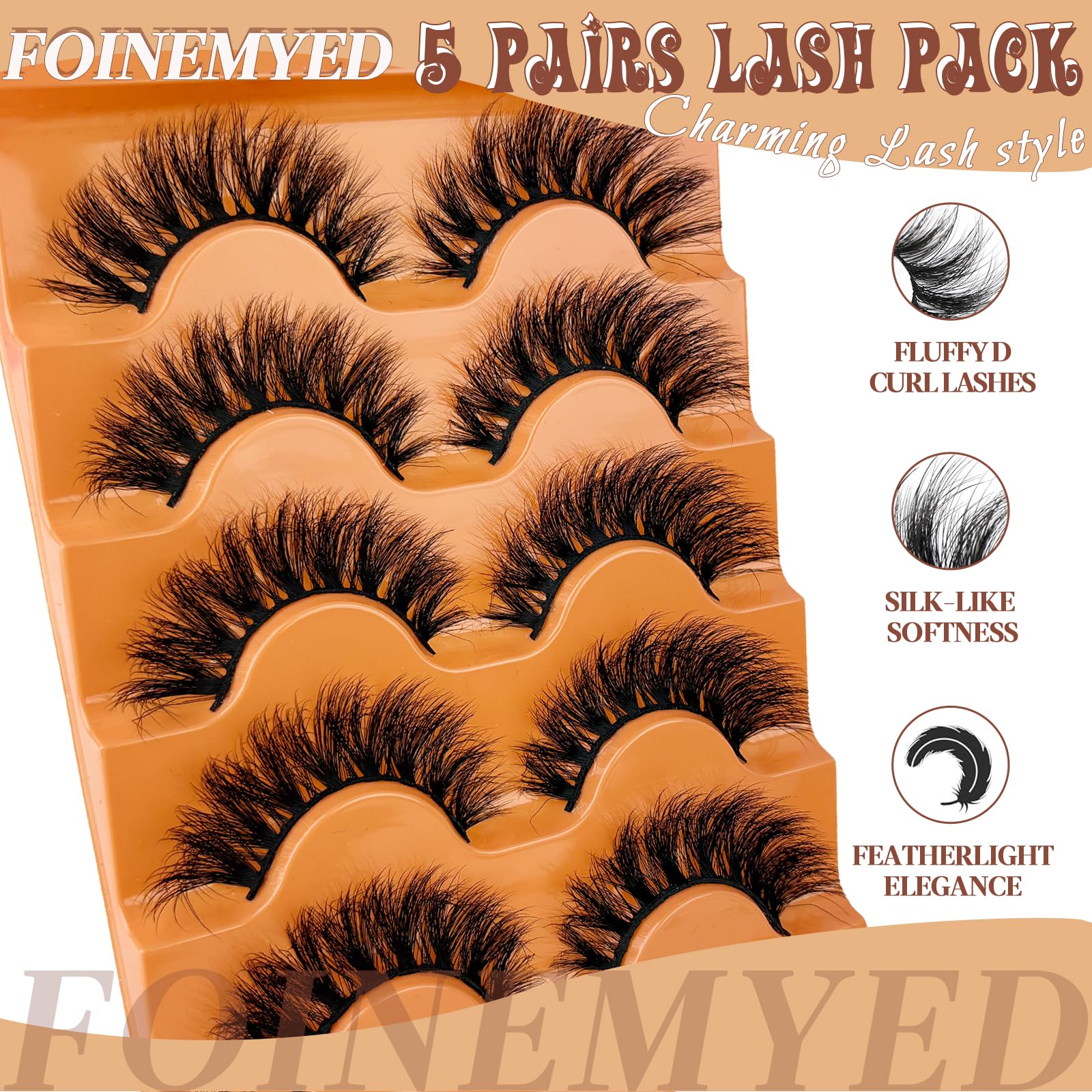 FOINEMYED 3D false eyelashes on eye highlight D-curve for seamless blend