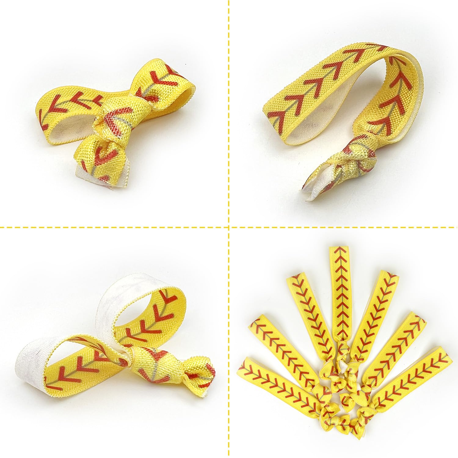 FOJOO softball hair ties yellow elastic closeup soft material