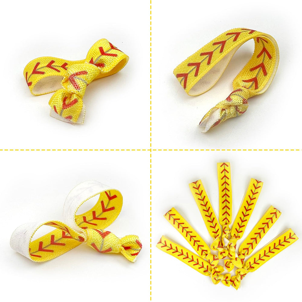 FOJOO softball hair ties yellow elastic closeup soft material