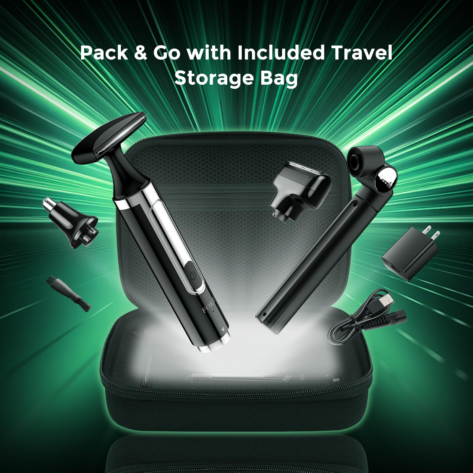 FOKE back shaver travel case keeps kit organized for travel