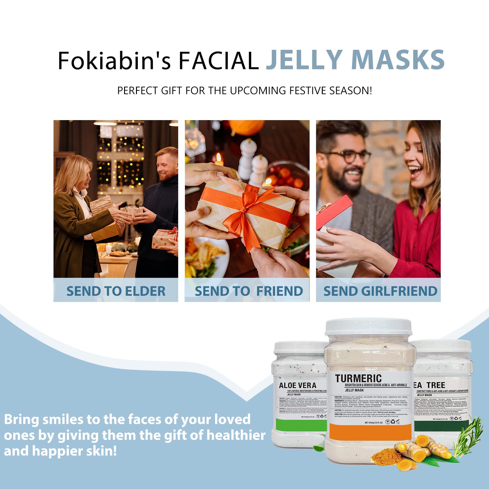 Fokiabin jelly mask covering full face for even absorption.